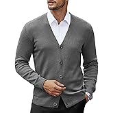 COOFANDY Men's V Neck Cardigan Sweater Casual Lightweight Button Down Knitted Cardigan Sweater