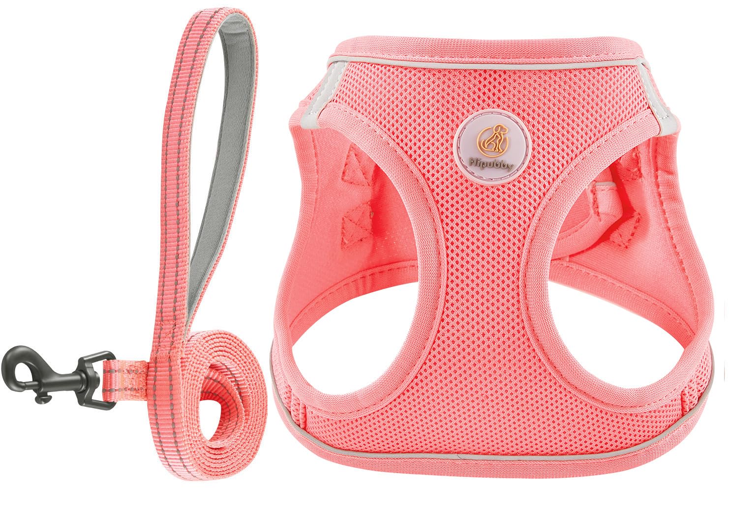 Photo 1 of Hipubby Dog Harness and Leash Set, No Pull Soft Mesh Puppy Harness for Small Medium Dogs, Cats - Step in Reflective Breathable Lightweight Vest Harness for Walking, Training - Pink, XXS