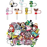 YETOOME 20Pcs Random Different Straw Cover Toppers for Stanley 30&40 oz Tumbler Cute Cartoon Straw Covers Cap 10mm/0.4in Dust-Proof Reusable Lids