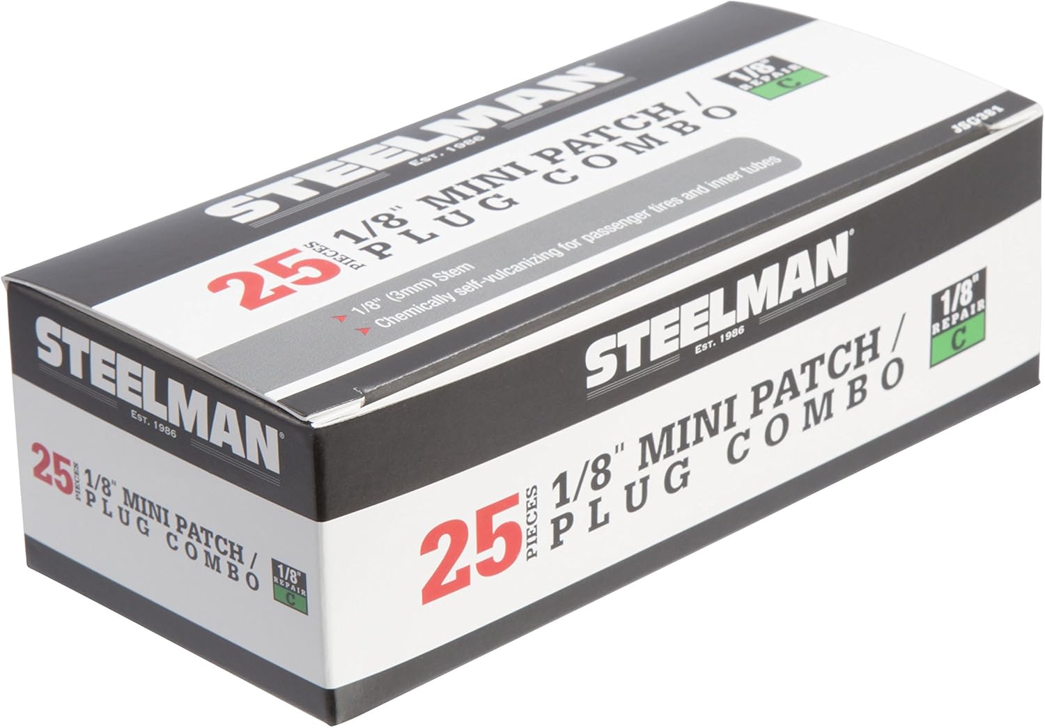 Steelman 1/8-Inch Tire Repair Patch/Plug Combo for 1-Piece Repair of Tubeless Tires, Chemical or Heat Cure, Integrated Lead Wire, Box of 25: Automotive