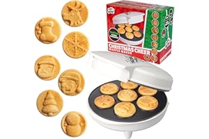 WAFFLE WOW! Christmas Cheer Holiday Waffle Maker- Make X-Mas Winter Breakfast Special w/Cute Pancakes or Waffles for Kids, Adults - Electric Nonstick Waffler Iron, Features a Snowman, Santa & More, Fun Gift