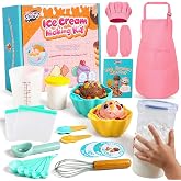 Kids Ice Cream Making Science Kit &ndash; Make Real Ice Cream with Reusable Shaker, Includes Chef Costume (Apron+Hat+Sleeves), Visual Recipes, Scoop &amp; Bowls &ndash; STEM Gift for Ages 6-12