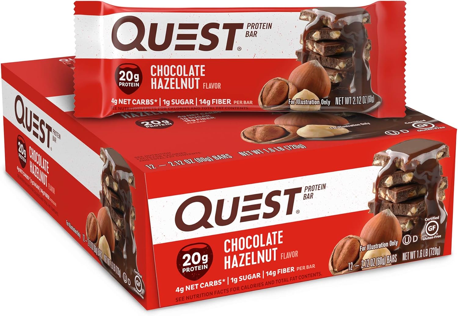 Quest Nutrition Chocolate Hazelnut Protein Bar, High Protein, Low Carb