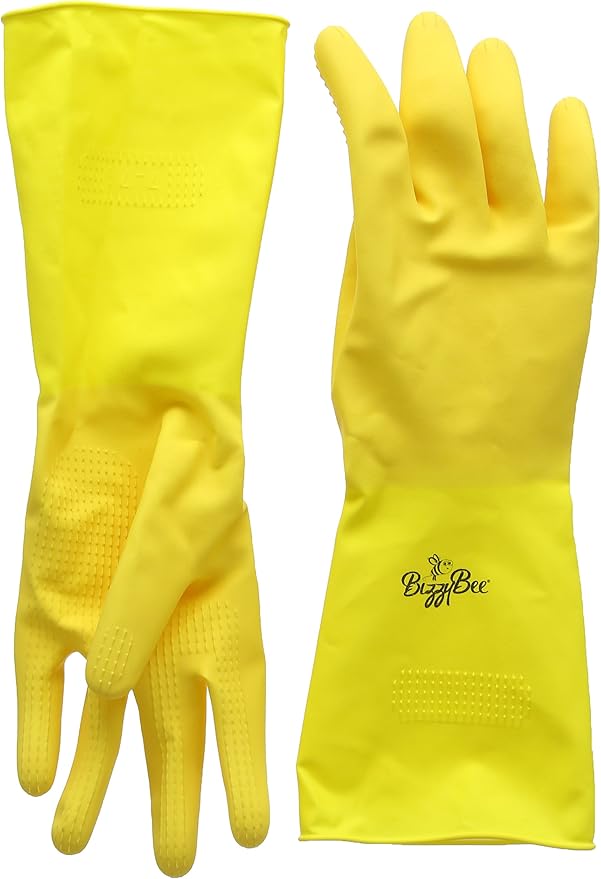 Bizzybee Longer Lasting Household Rubber Gloves Medium Yellow Amazon