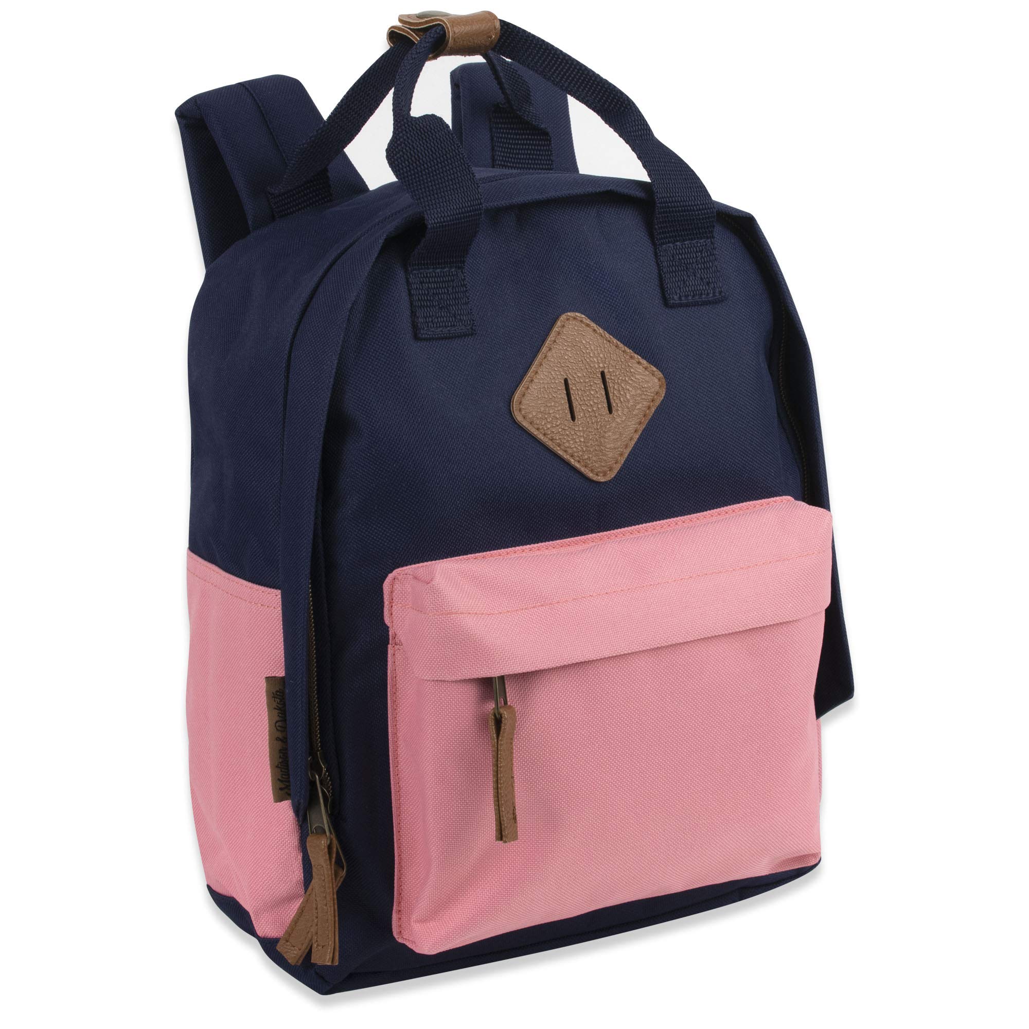 MADISON & DAKOTA Canvas Mini Backpack for Everyday & Day Pack Rucksack in Solid Colour Blocks