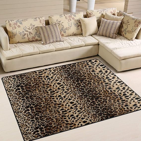 Use7 Leopard Print Vintage Area Rug Rugs for Living Room Bedroom 160cm