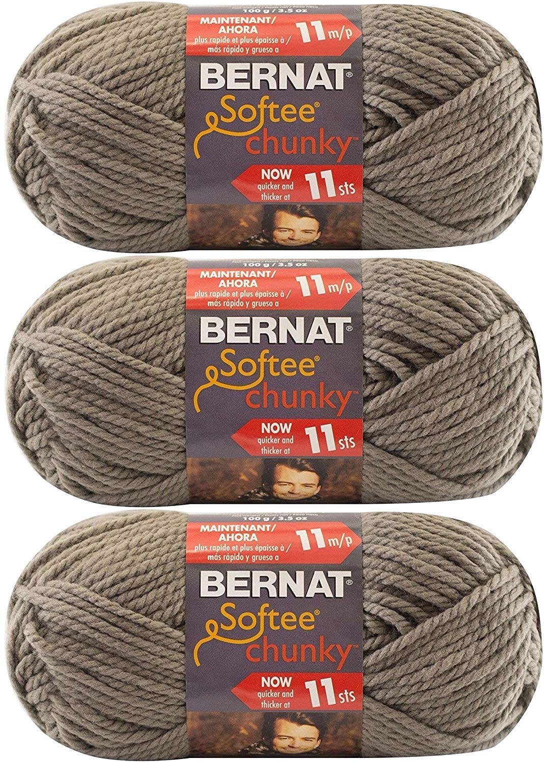 BERNAT SOFTEE CHUNKY- PACK OF 3 BALLS - 100G EACH BALL - TAUPE GREY