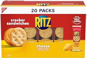 RITZ Cheese Sandwich Crackers, Lunch Snacks, 20 Snack Packs (6 Crackers Per Pack)