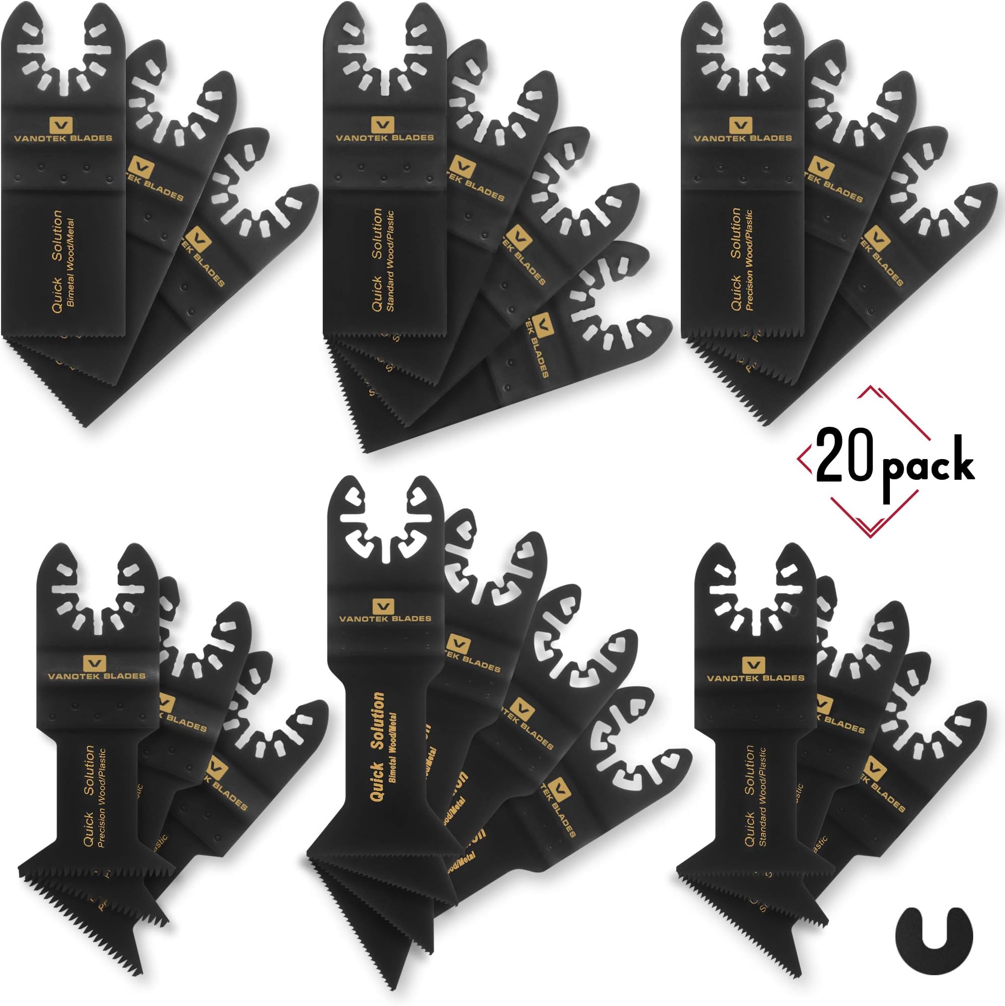 20 Universal Oscillating Multitool Quick Release Saw Blades Fit Fein Multimaster Porter Cable Black & Decker Bosch Dremel Craftsman Ridgid Ryobi Makita Milwaukee Dewalt Rockwell Chicago