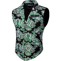 Barry.Wang Mens Green Silver Paisley Victorian Suit