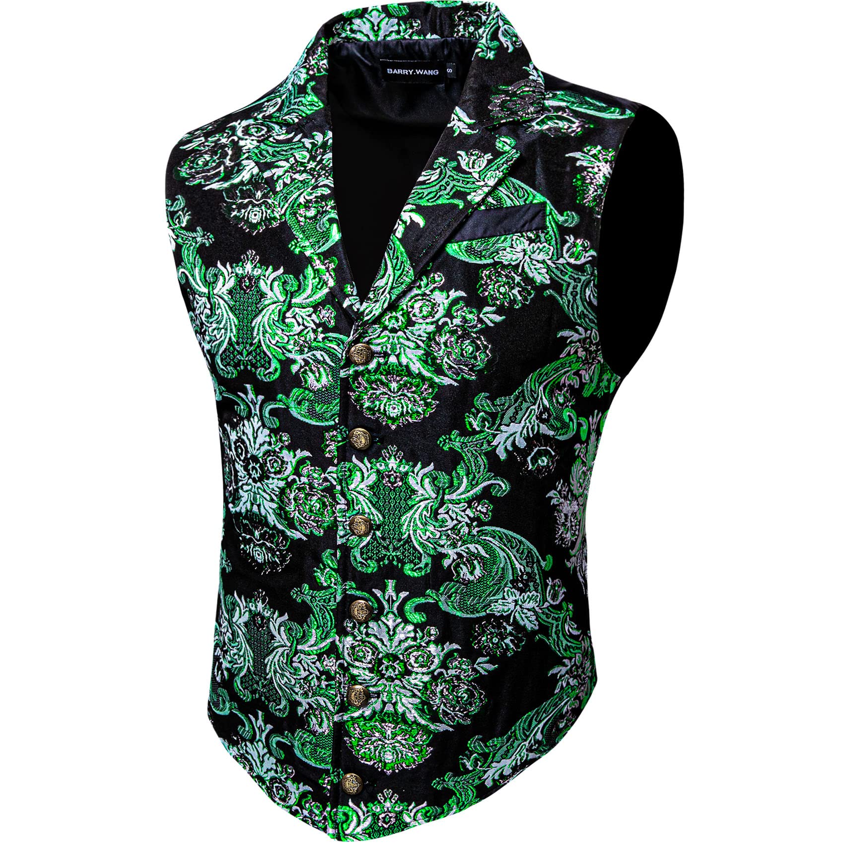 Barry.Wang Mens Green Silver Paisley Victorian Suit