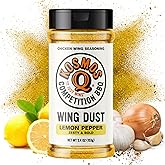 Kosmos Q Lemon Pepper Seasoning Wing Dust, Lemon Pepper Powder Chicken Wing Seasoning For Chicken, Fish, Popcorn & More, Zesty Citrus & Touch of Heat, Dry Rub Dust For Grilling, 5 Oz Shaker Bottle