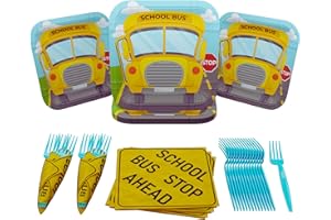 School Bus Value Party Supplies Pack (58+ Pieces for 16 Guests), School Bus Party Supplies, Back To School Decorations, Kinde