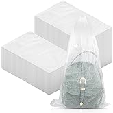 150 Pcs Dust Bags Drawstring Storage Bag Non Woven Fabric Handbags Storage for Travel Breathable Pouch Portable Storages Organizer for Purse Boot, 18.9 x 12.6 Inch(White)