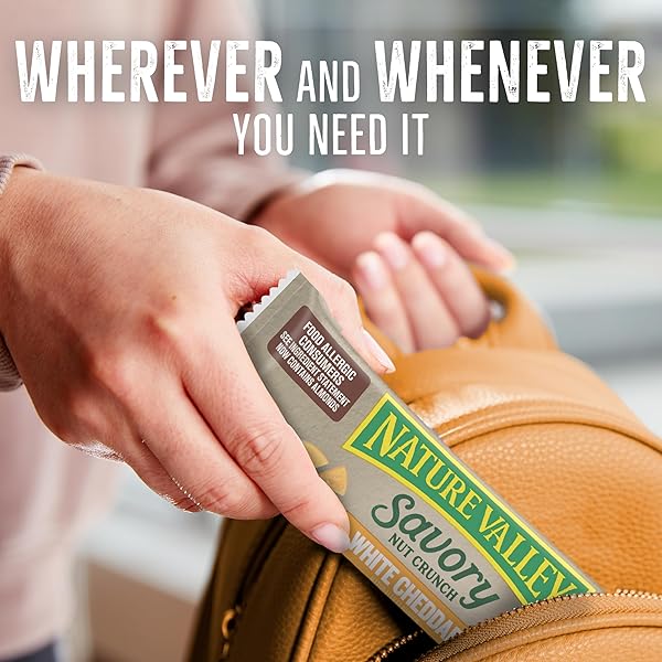 NATURE VALLEY SAVORY NUT CRUNCH BARS, WHITE CHEDDAR ALMOND AND PEANUT BAR, 5 BARS, 4.45 OZ