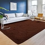 Aspire Homeware Brown Rugs 120x170cm Anti Slip Fluffy Shaggy Carpet view 2