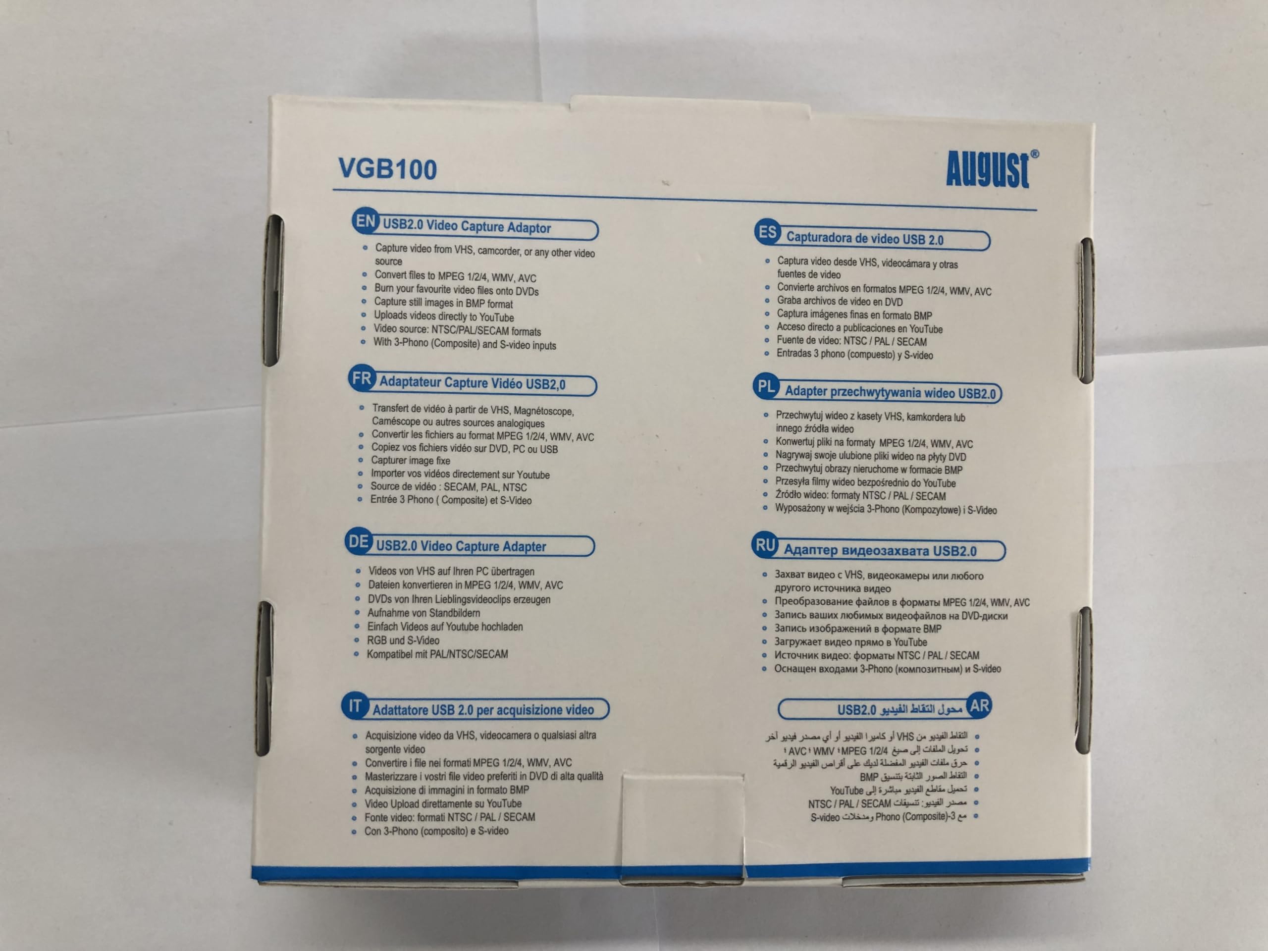 August VGB100 - External USB Video Capture Card - S Video/Composite to USB Transfer Cable - Grabber Lead for Windows 11/10 / 8/7 / Vista/XP