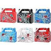 12Pcs Spider Party Favors Boxes Spider Web Paper Treat Box Birthday Supplies Red Blue Black Color Goodie Gift Boxes for Kid Boy Birthday Baby Shower Game Party Table Decoration 6 x 3.5 x 3 inches