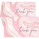 RXBC2011 Thank you cards marble design for small business packaging customer appreciation notes pack of 100 Pink