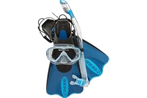 Cressi Light Weight Premium Travel Snorkel Set for All Ages- Adjustable Fins + Silicone Mask + Dry Snorkel - Palau SAF Set: Made in Italy