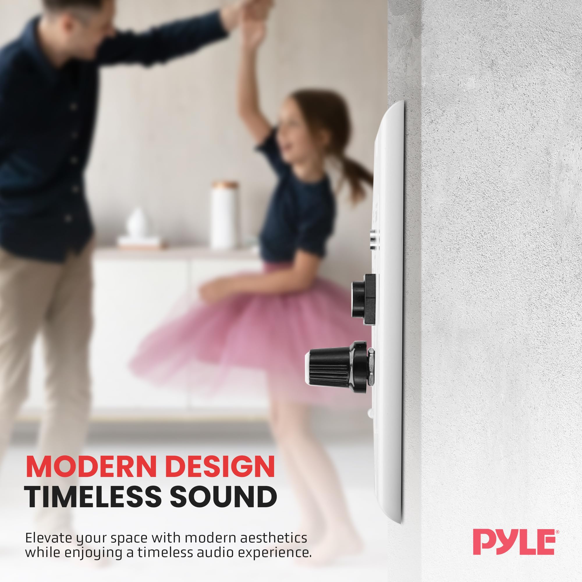Pyle Bluetooth Receiver Wall Mount - in-Wall Audio Control with Built-in Amplifier | USB, Microphone, Aux (3.5mm) Input | Terminal Block | Connect 2 Speakers | 100 Watt - PWA15BT.5