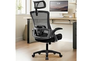 NEO Chair Ergonomic Office Desk Chair High Back Computer Gaming Mesh Chair with Comfy Task Adjustable Arms Lumbar Support Headrest Swivel for Home Office (Black)