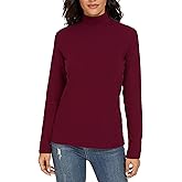 Udobana Women's Mock Turtleneck Cotton Long Sleeve Layering T Shirt Tops
