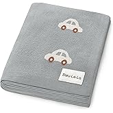 Baby Swaddle Blanket for Boys - 100% Oeko Tex Certified Natural Cotton Buttery Soft Cozy Receiving Swaddle Stroller Blanket for Shower Gift Registry for Newborns, Infants, Toddlers (Cars - Grey)