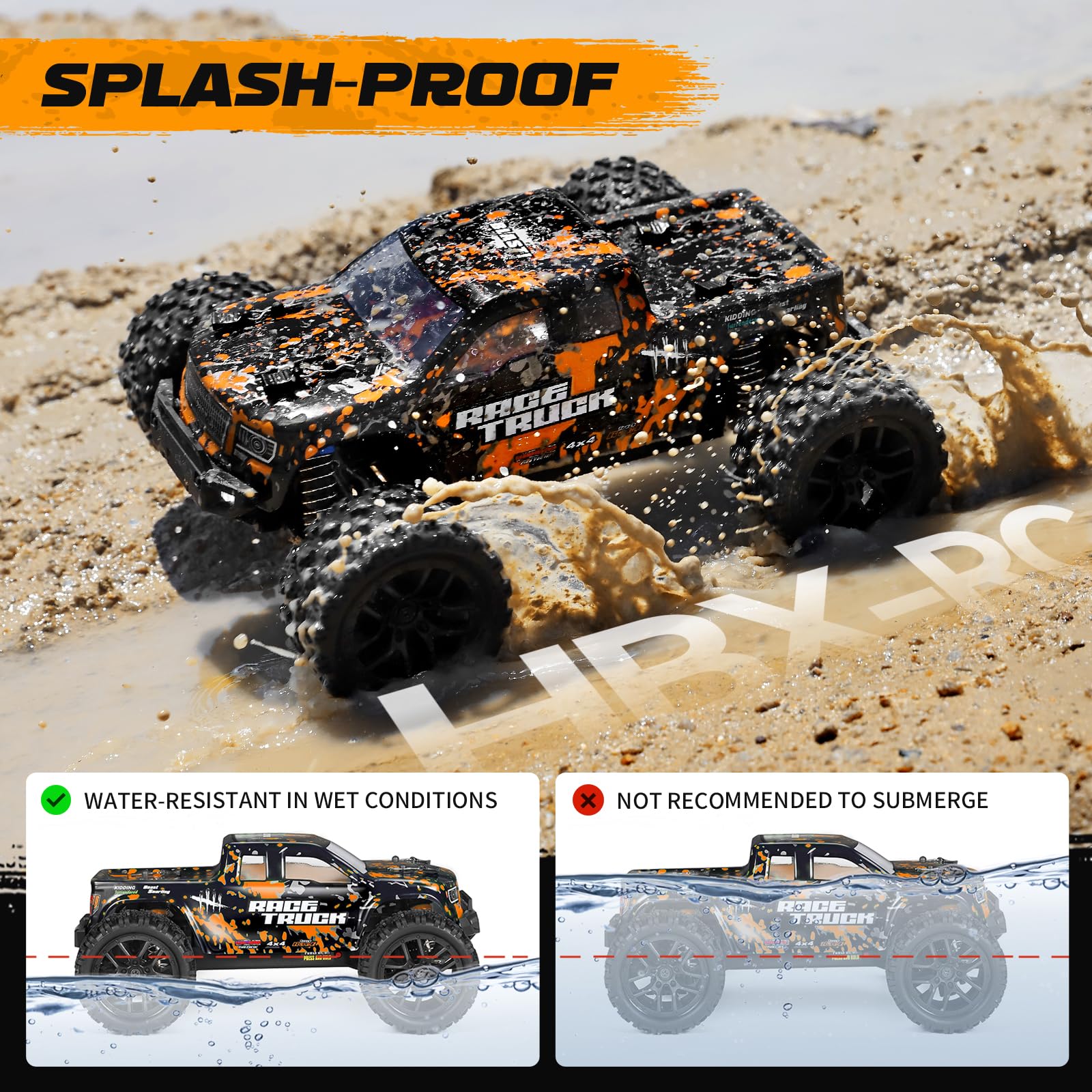 HAIBOXING 1:18 Scale RC Monster Truck 18859 36km/h Speed 4X4 Off Road Remote Control Truck,Waterproof Electric Powered RC Cars All Terrain Toys Vehicles with 2 Batteries,Xmas Gifts for Kid and Adults