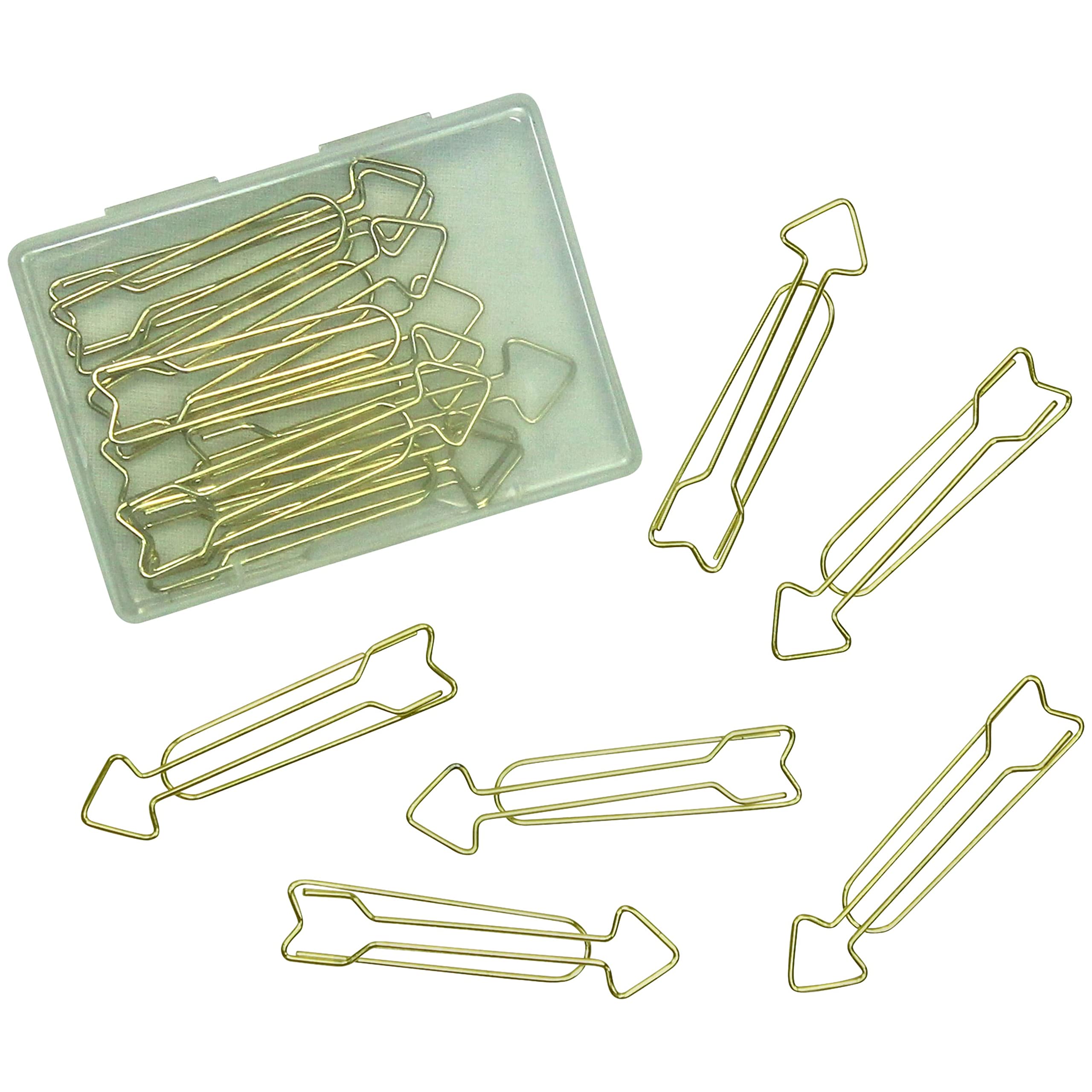 Papierdrachen 15 Golden Metal Paper Clips for Bullet Journals and Notebooks - Cute Paper Clips for Home Office and University - Arrow Motif - Set of 3