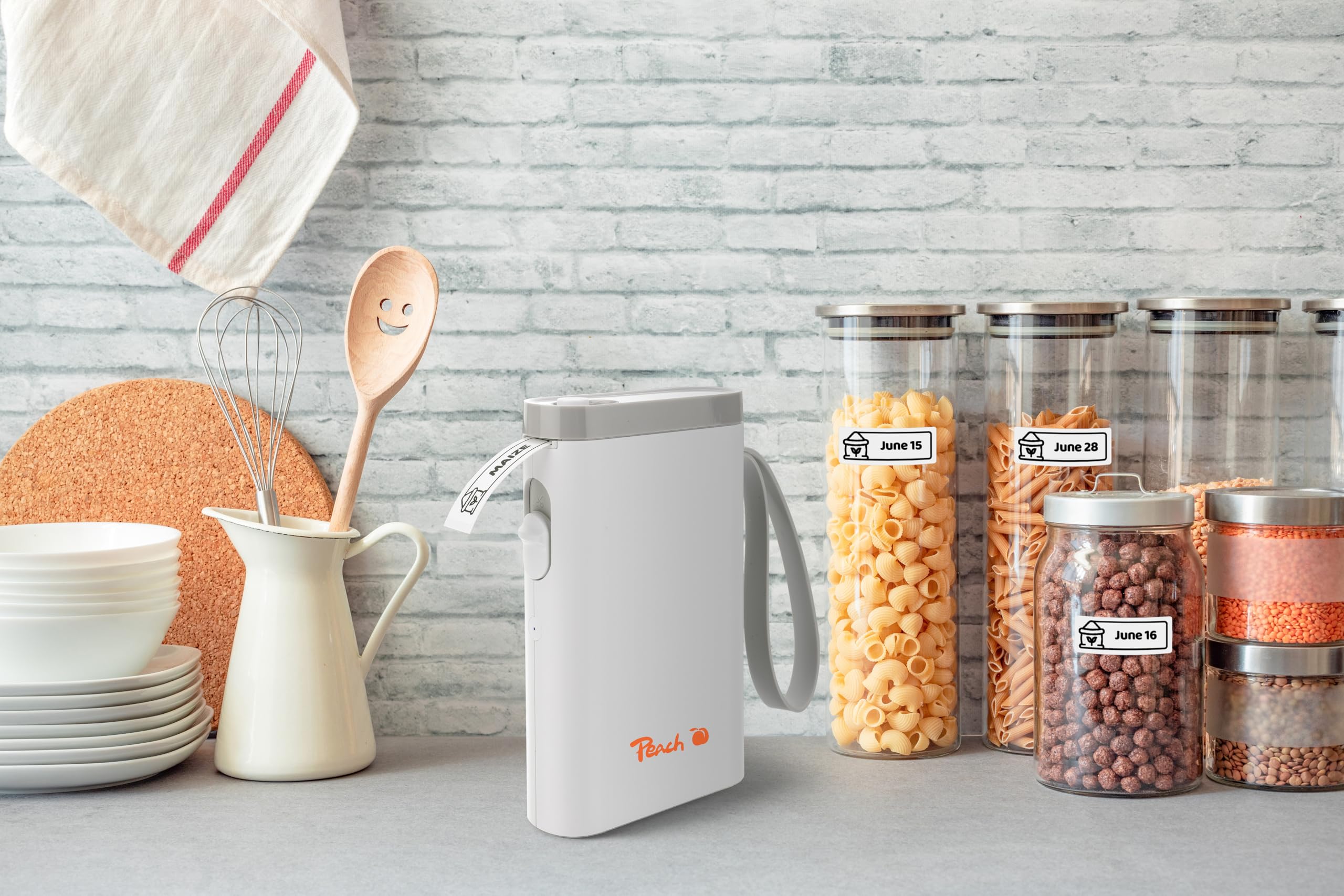 Peach Etikettendrucker weiß, Etikettiergerät kabellos Label Printer PE110A 6
