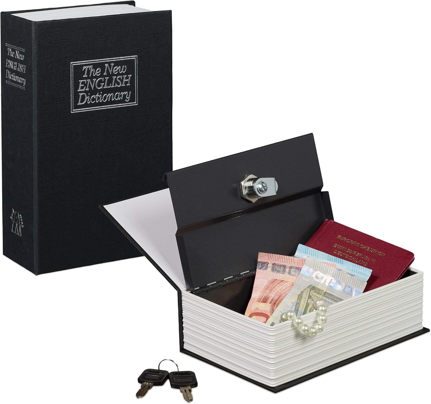 Relaxdays Caja Fuerte Pequeña con Llaves, Madera, Negro, 5.5x11.5x18 cm: Amazon.es: Hogar