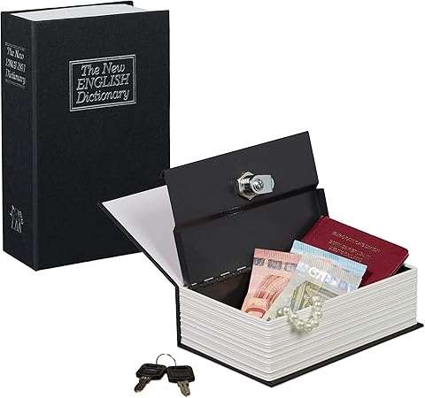 Relaxdays Caja Fuerte Pequeña con Llaves, Madera, Negro, 5.5x11.5x18 cm: Amazon.es: Hogar