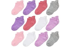 CozyWay Baby & Toddler Socks Ankle Comfy Cotton Socks For Girls and Boys No Show Infant - 12 Pack