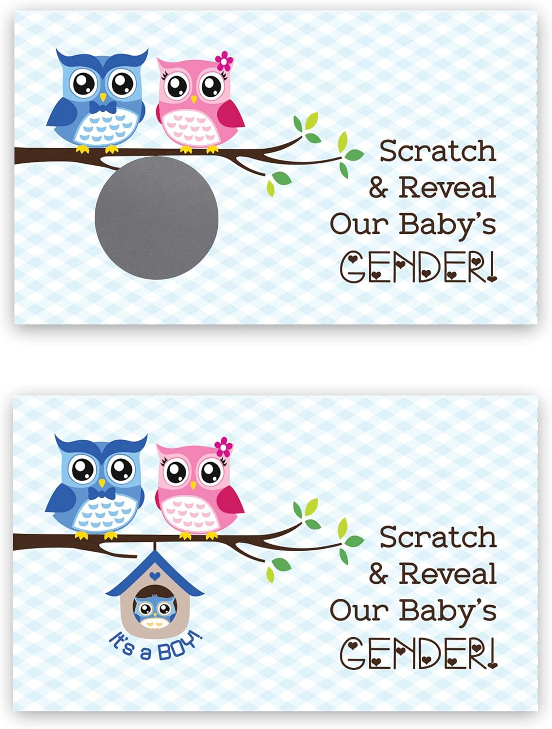 Amazon Com Whimsical Owl It S A Boy Gender Reveal Scratch Off Cards 25 Pack My Scratch Offs Health Personal Care
