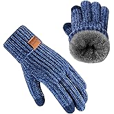 UCQKLI Winter Gloves for Women Chenille, Womens Gloves Cold Weather Warm Fleece Lined, Gloves for Women Touchscreen Fingers