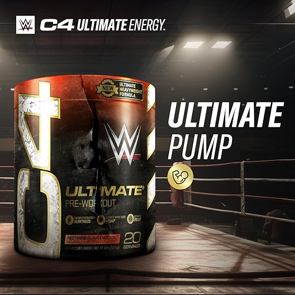 CELLUCOR C4 ULTIMATE X WWE PRE WORKOUT POWDER NECTARINE GUAVA KNOCKOUT – SUGAR FREE PREWORKOUT ENERGY SUPPLEMENT FOR MEN & WOMEN – 300MG CAFFEINE + 3.2G BETA ALANINE + PATENTED CREATINES – 20 SERVINGS