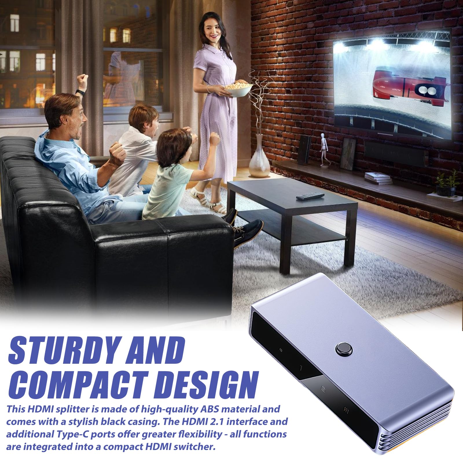 LEKEFETO HDMI Switch 8K 2.1 Umschalter 2 In 1 Out/1 In 2 Out HDMI Splitter Bi-Direktional Adapter für TV PS5 PC Beamer UHD 4K@60Hz Schwarz 4