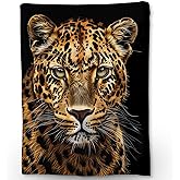 Ti Caldi Cheetah Face Blanket - Soft Cozy Lightweight Flannel Throw Blanket for Couch, Bed, Travel, Outdoor | Warm, Fluffy, Fuzzy Blankets for Adults Kids Men Boys 50×60 in
