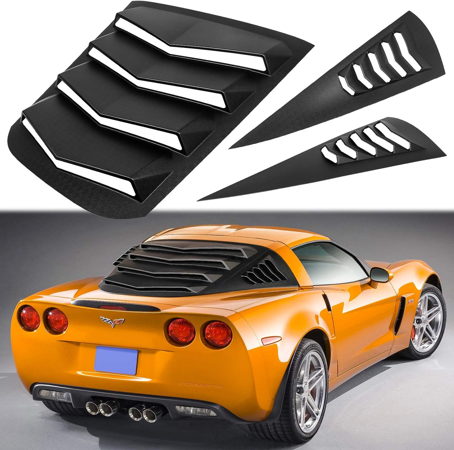 Rear & Side Window Louvers for Corvette 20052013 C6 ABS Sun Shade