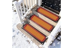 Mazulora Snow Melting Mat, Heated Ice Melt Pad with 10FT Cord, No-Slip Surface Melts 3 Inches of Snow Per Hour for Stairs, St