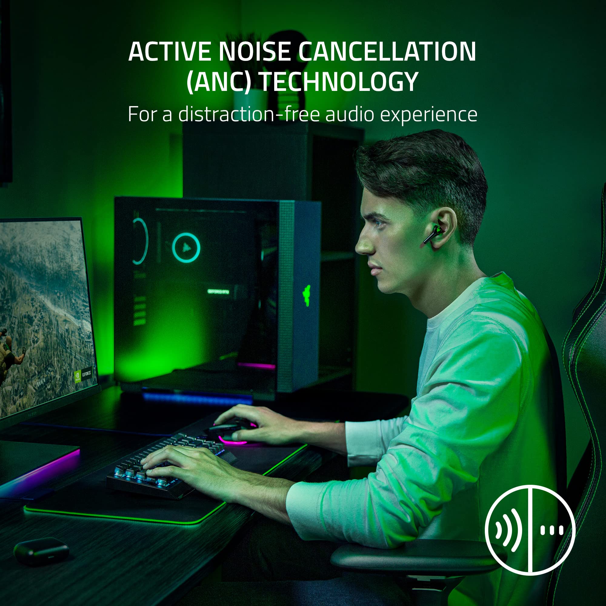 Razer Hammerhead HyperSpeed Wireless Multi-Platform Gaming Earbuds for Xbox Series X|S, Xbox One, PC, Mobile: ANC - Noise Cancelling Mic - Bluetooth 5.2 - RGB Chroma - 30 Hr Battery