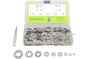 Mostantu 370Pcs Stainless Steel Internal Tooth Star Lock Washers Set, M2 M2.5 M3 M4 M5 M6 M8 M10 M12 Quick Speed Locking Wash