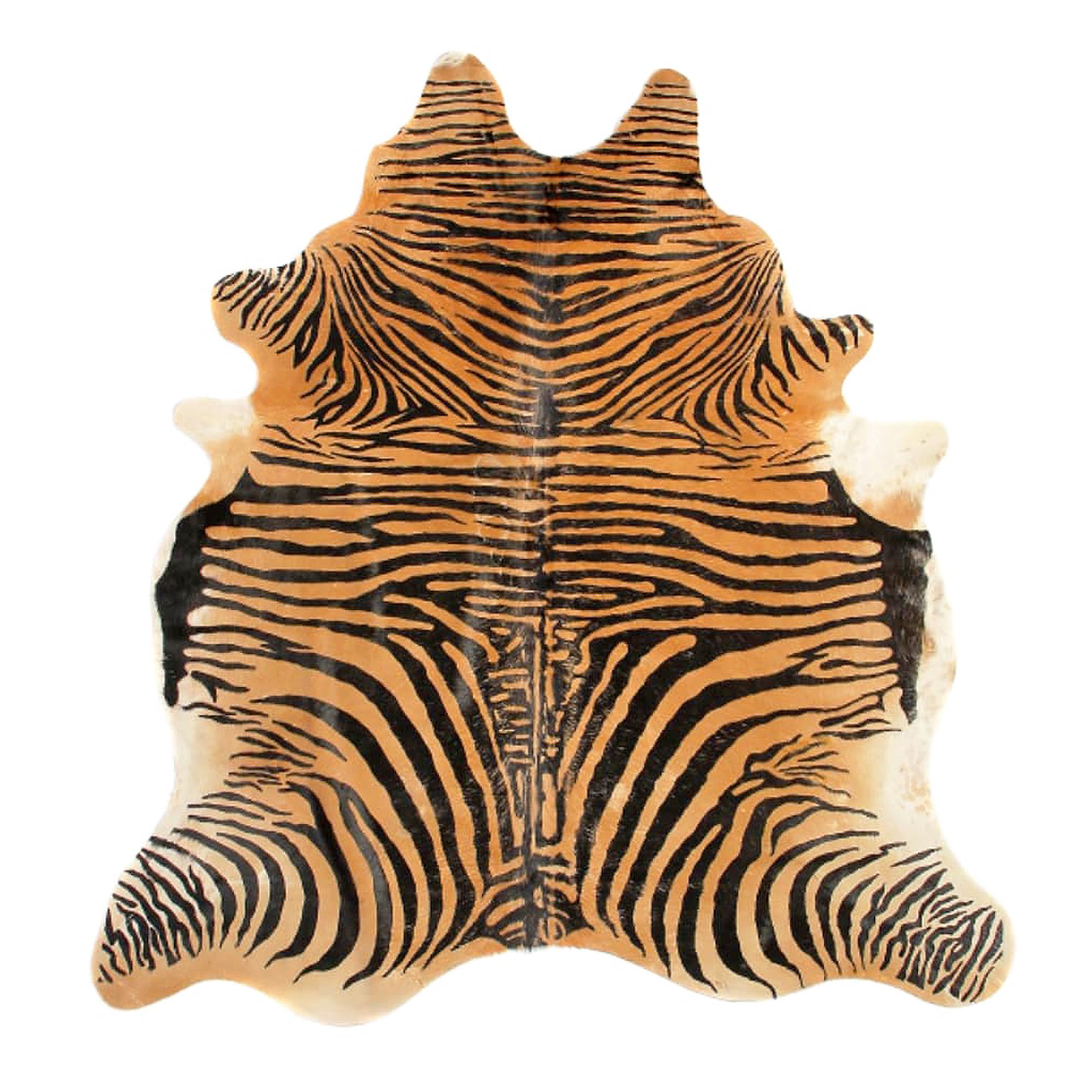 Photo 1 of FOTA Genuine Cowhide Rug with Zebra Print - Cow Skin Leather and Soft Hair Area or Throw Rugs - Natural Pattern Best for Rustic Wall Hangings Safari Unique Decor (Zebra Brown Print, 5' x 6' Large)