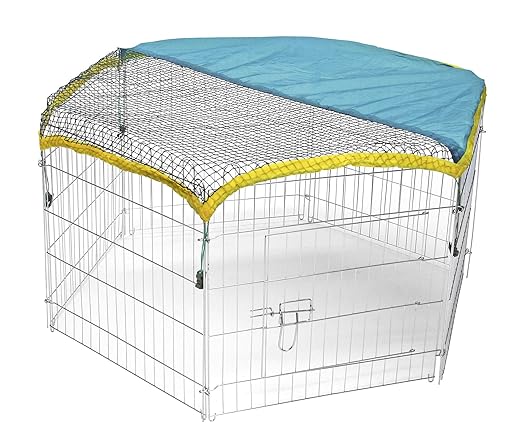 Kerbl Freigehege, verzinkt, 6 Gitter 56,5x56,5 cm, mit Tür und Netz
