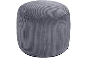 WSOFRLAC Pouf Ottoman Foot Stools Ottoman with Foam Small Corduroy Ottomans for Living Room Ottomans Pouf 20x15 Floor Poufs Foot Rest for Office Chair Dark Grey Foot Stool Small