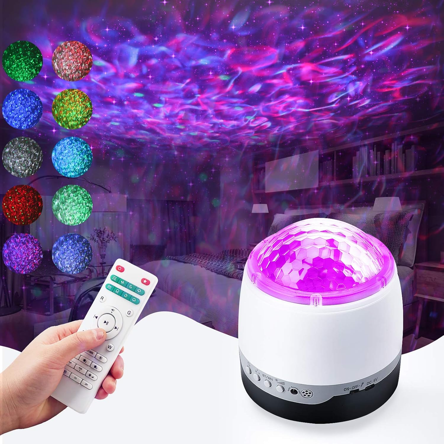Star Projector Night Light, LED Galaxy Ocean Wave Starry Light
