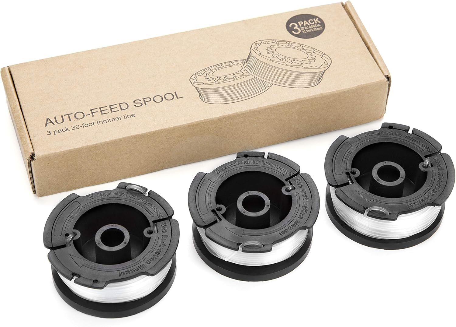AF-100 Replacement Spool, Trimmer String 30 Feet, Compatible with Black + Decker Models - 3 Pack - : Garden & Outdoor