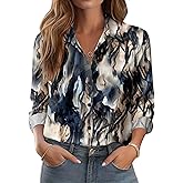 Zeagoo Button Down Shirts for Women Dressy Floral Printed Long Sleeve Blouse Business Casual Work Tops