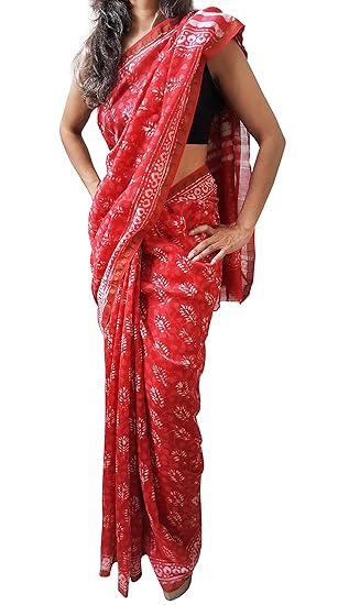 amazon red saree